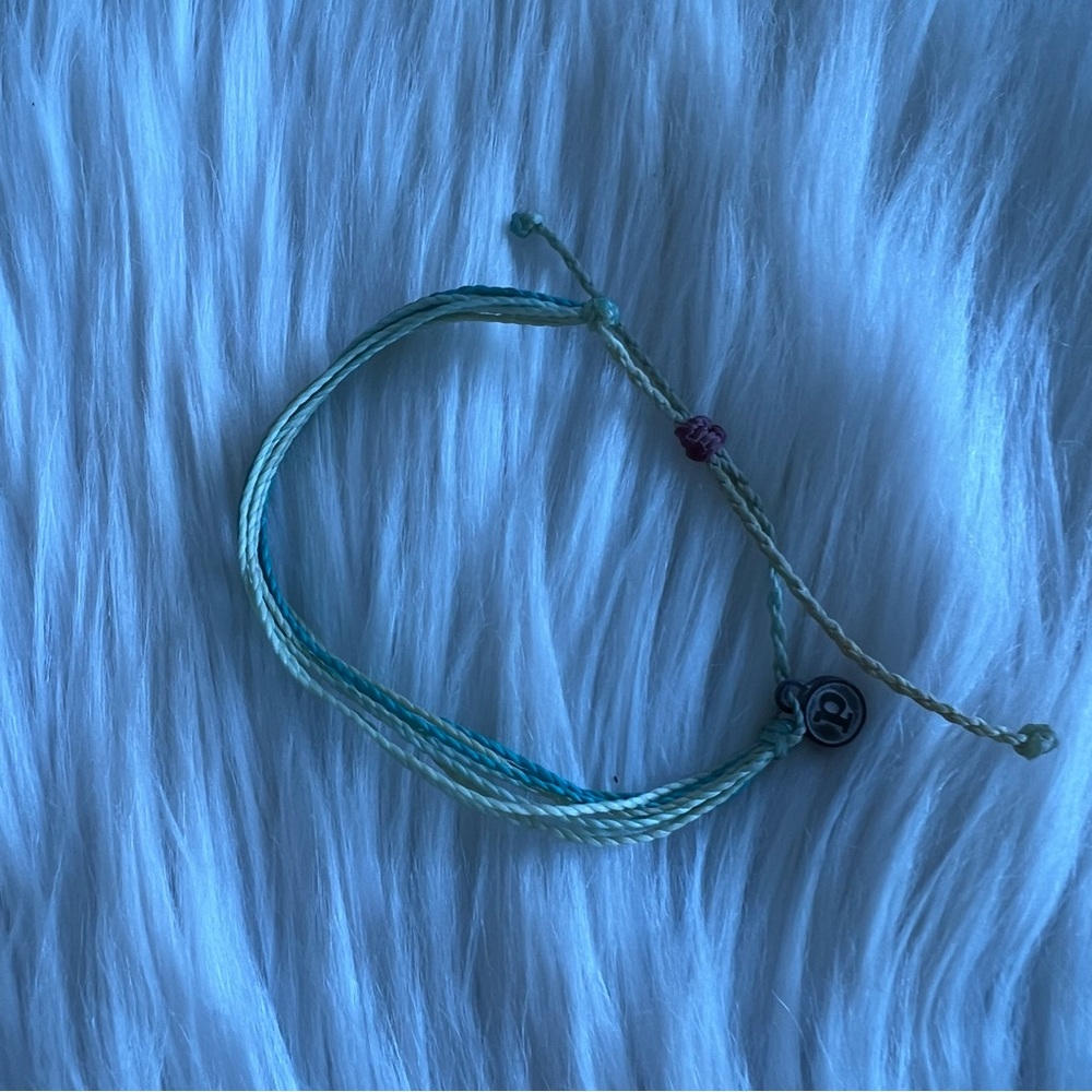 Pura. Vida Ombre Light Green and Teal Wax Thread Adjustable Beach Bracelet